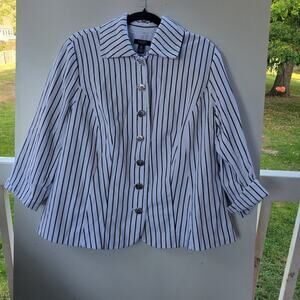 NWT‎ WOMENS Chaps Blazer White with Blue Pin Stripes SIZE SMALL